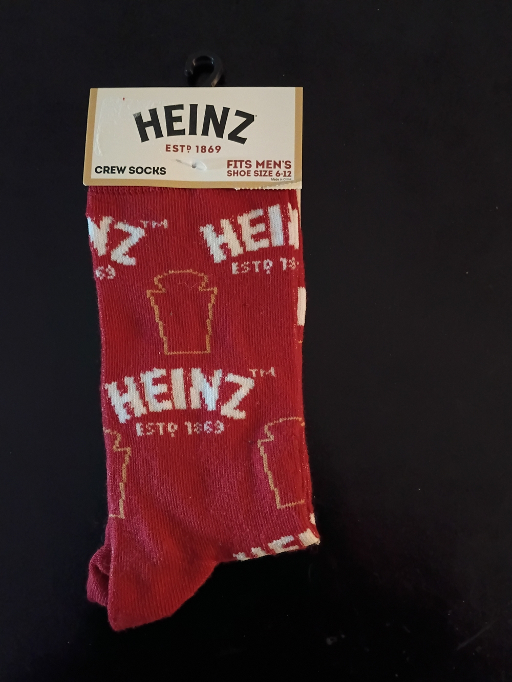 Heinz Ketchup Men’s Crew Socks Red Novelty Food Graphic Socks Size 6-12
